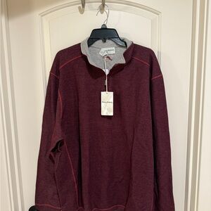 NWT Tommy Bahama men’s burgundy reversible quarter zip